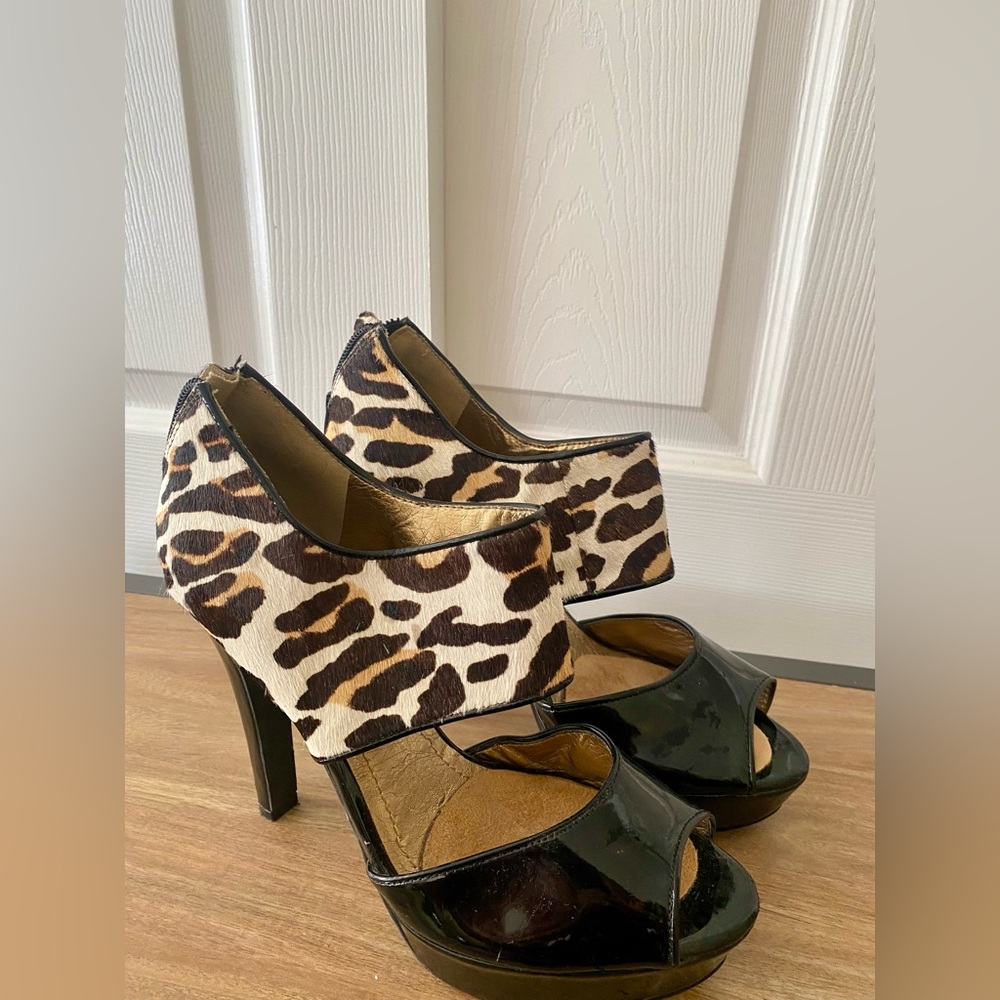 BCBGeneration Animal Print and Black Heels